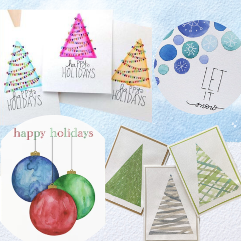 Watercolor Holiday Card Examples 